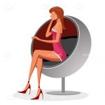 Fashionable Woman on Retro Chair